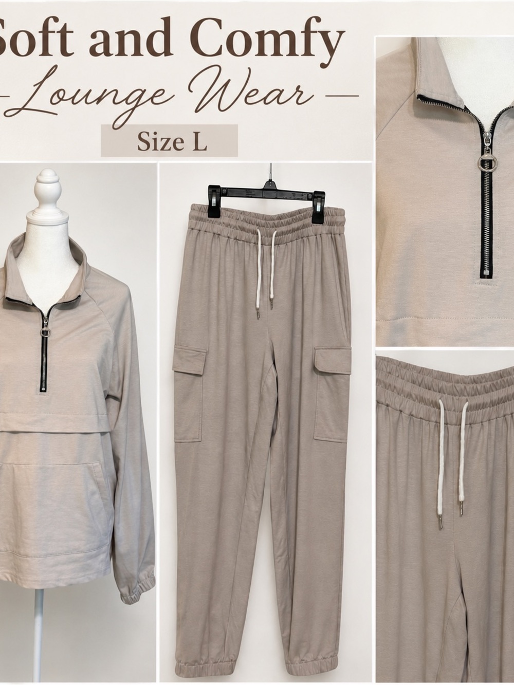 Women's Chic Me Lounge Wear Size L Beige